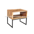 Industrial Simple Block Wooden Shelf with Metal Legs Nightstand